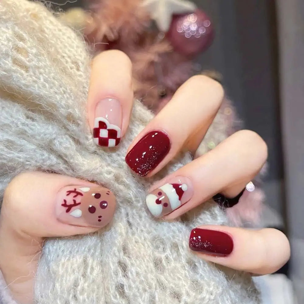🎄 Lot de 24 Faux Ongles de Noël – Edition Festive 🎅