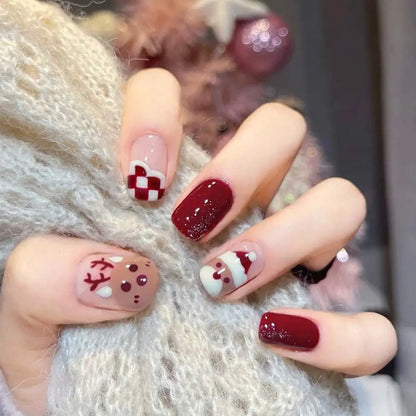 🎄 Lot de 24 Faux Ongles de Noël – Edition Festive 🎅