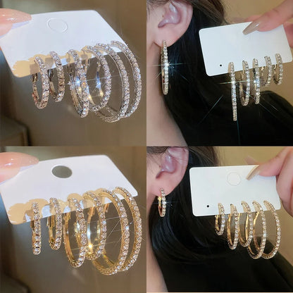 ✨ Lot de 1 à 3 Paires de Boucles d’Oreilles Créoles Rondes et Scintillantes – L’éclat autour de toi 💎