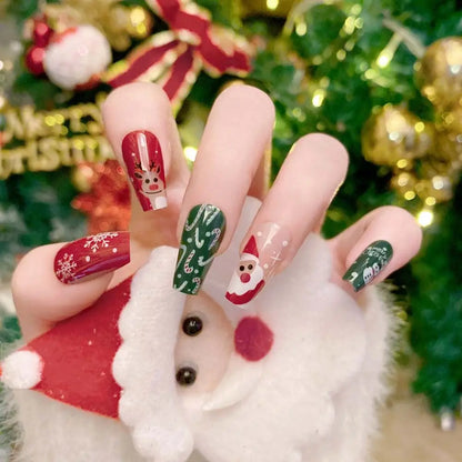 🎄 Lot de 24 Faux Ongles de Noël – Edition Festive 🎅