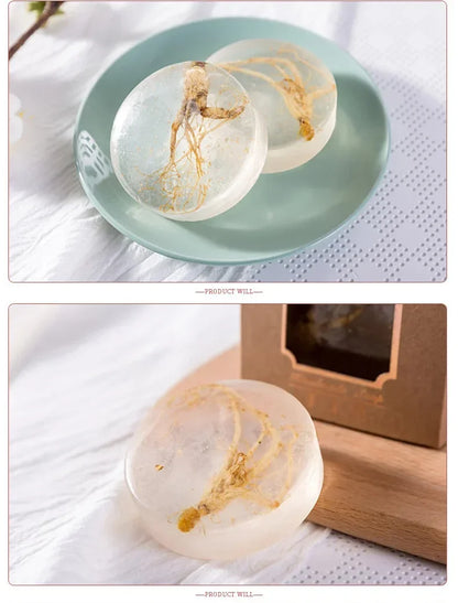 ✨ Savon Artisanal au Ginseng Amer, Feuille d’Or & Huiles Essentielles – Luxe et Bien-Être 🌿