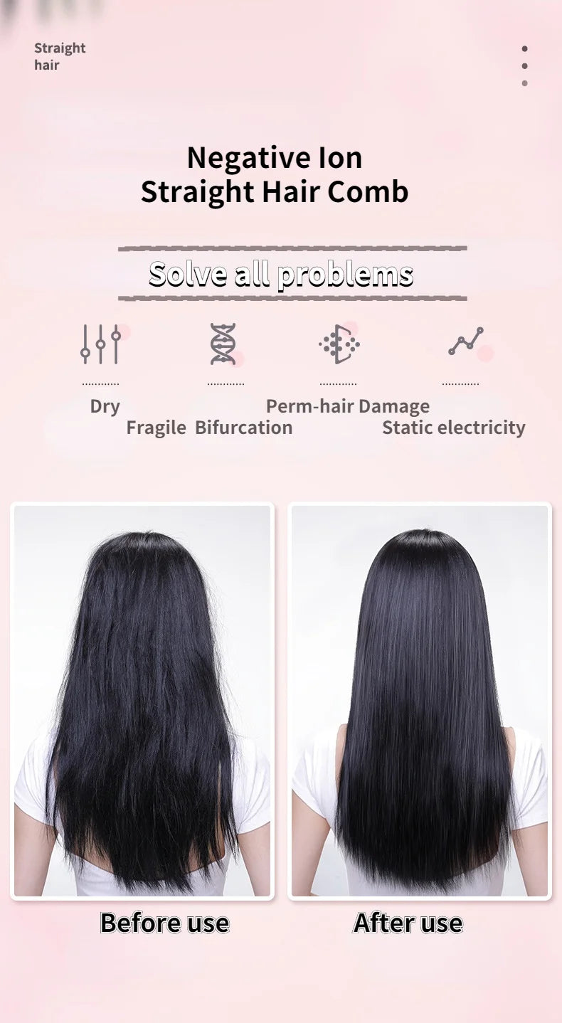 🔥 Peigne Lissant Électrique à Ions Thermiques – Lissage Express &amp; Glamour 💁♀️✨