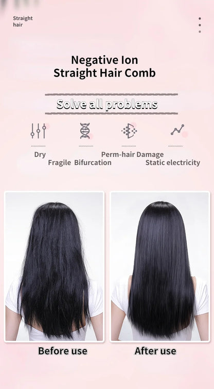 🔥 Peigne Lissant Électrique à Ions Thermiques – Lissage Express &amp; Glamour 💁♀️✨