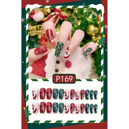 🎄 Lot de 24 Faux Ongles de Noël – Edition Festive 🎅
